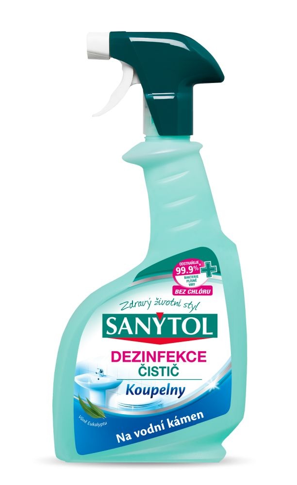 SANYTOL - dezinfekcia kúpeľne, proti vodnému kameňu s vôňou eukalyptu, 500 ml