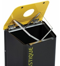 Kôš na triedený odpad z odolnej ocele - plasty, Rossignol Kolotri 58501, 80 L, žltý - 3