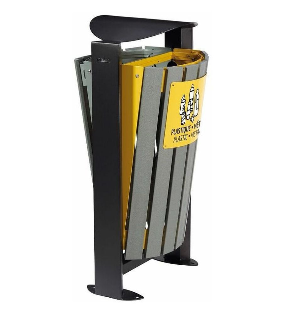Vonkajší kôš na triedený odpad - plasty, zmesový, Rossignol Arkea 59285, 2x60 L, žltý, šedý