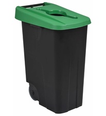 Kôš na triedený odpad, pojazdný, Rossignol Movatri 56186, zelený, s otvorom, 85 L