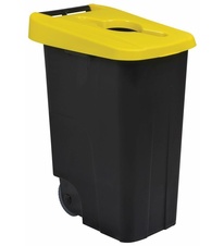 Kôš na triedený odpad, pojazdný, Rossignol Movatri 56188, žltý, s otvorom, 85 L