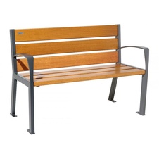 Parková lavička Silaos 1200 mm dub s lakťovými opierkami
