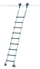 ZARGES závesný regálový rebrík so skrutkovými stupňami COMFORTSTEP TREC LH pojazdný, dĺžka 2,09-2,33