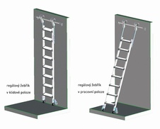 ZARGES závesný regálový rebrík so skrutkovými stupňami COMFORTSTEP TREC LH pojazdný, dĺžka 2,02,34-2 - 2