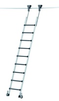 ZARGES závesný regálový rebrík so skrutkovými stupňami COMFORTSTEP TREC LH pojazdný, dĺžka 2,59-2,83