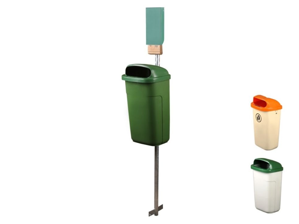 Kôš Classic 50 l šedá nádoba so schránkou pre vrecká na psie