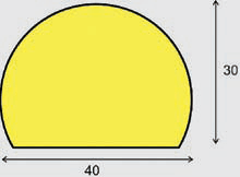 Výstražný polyuretánový kruhový profil na stenu - 1m, 40x30 mm