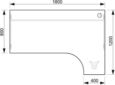 HOBIS kancelársky stôl pracovný tvarový, ergo ľavý - GE 1800 L, jelša - 1
