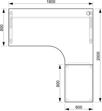 Kancelársky stôl pracovný, zostava ľavá - CE 1800 60 HL, jelša - 1
