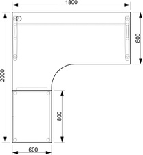 Kancelársky stôl pracovný, zostava pravá - CE 1800 60 HP, jelša - 1