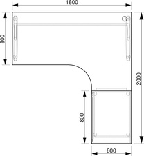 Kancelársky stôl pracovný, zostava ľavá - CE 1800 60 HR L, jelša - 1