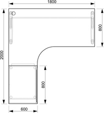 Kancelársky stôl pracovný, zostava pravá - CE 1800 60 HR P, orech - 1