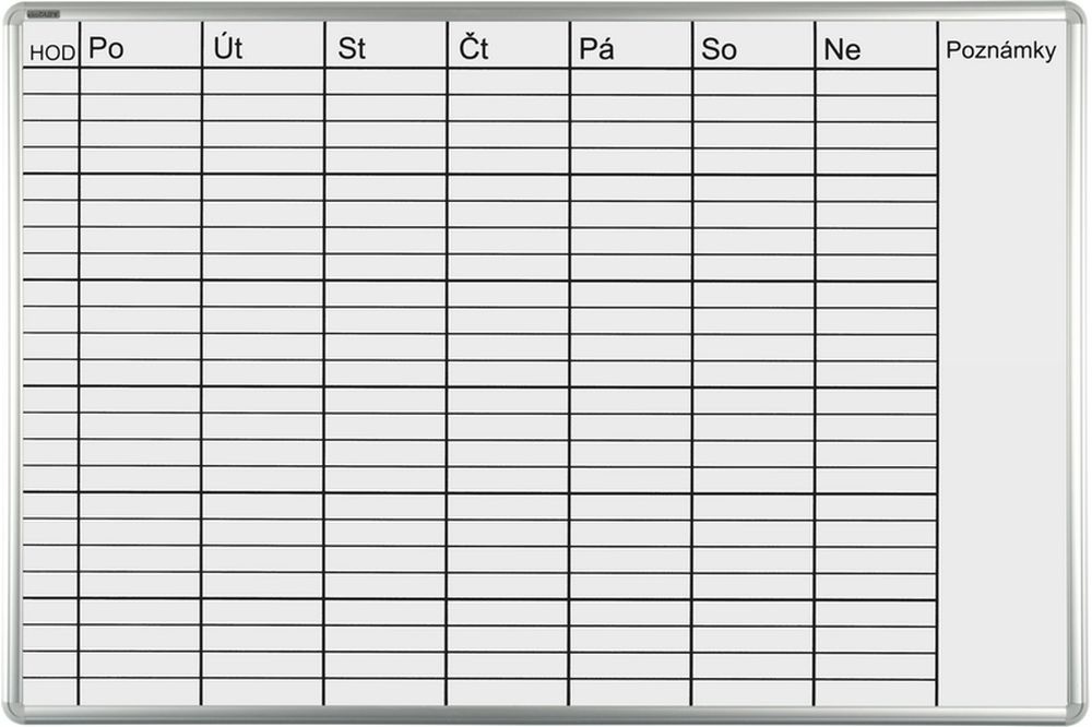 Lakovaná plánovacia tabuľa ekoTAB týždenná 1000x700