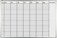Keramická plánovacia tabuľa ekoTAB týždenná 1000x700
