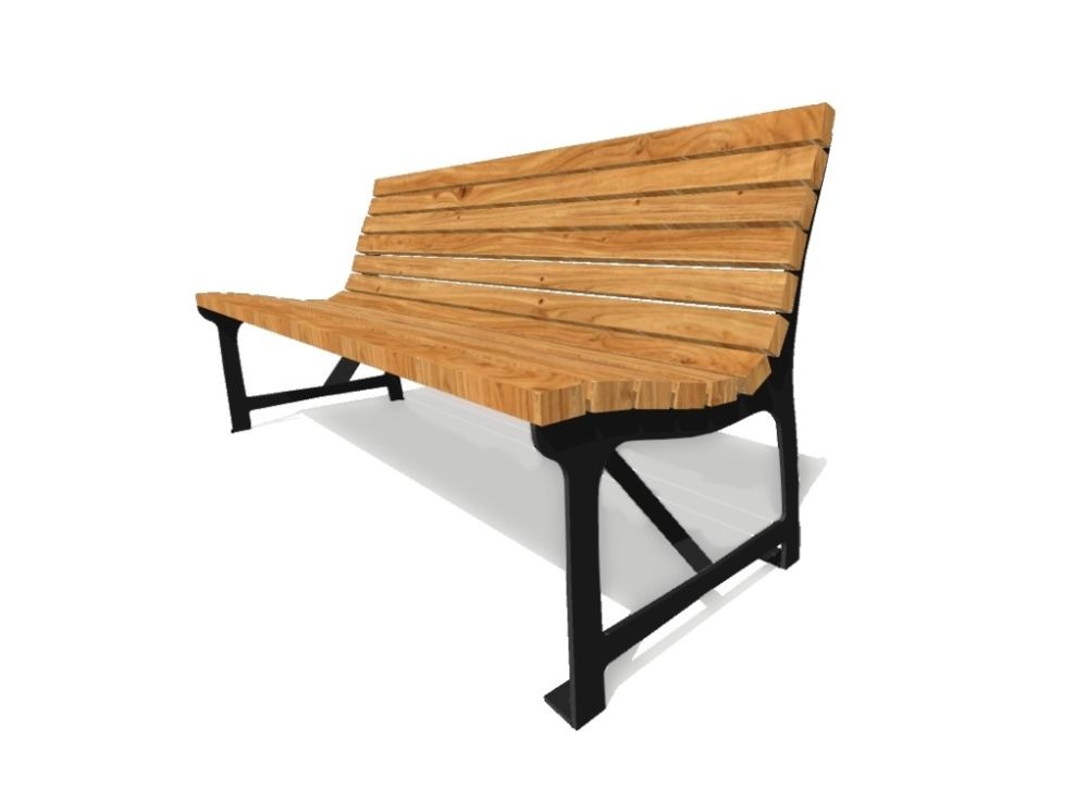 Parková lavička so smrekovými latami 1500 mm, kovová konštrukcia