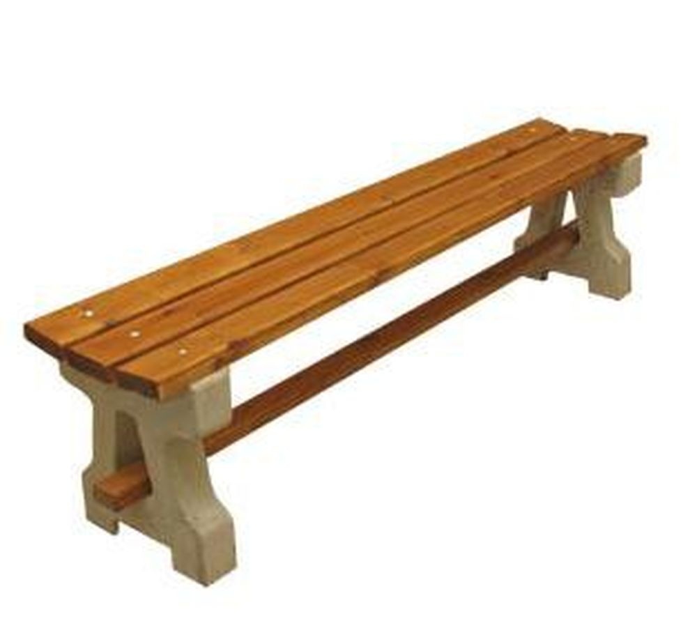 Parková lavička bez operadla, smrekové laty 1500 mm, betónové nohy hladké pre voľné loženie