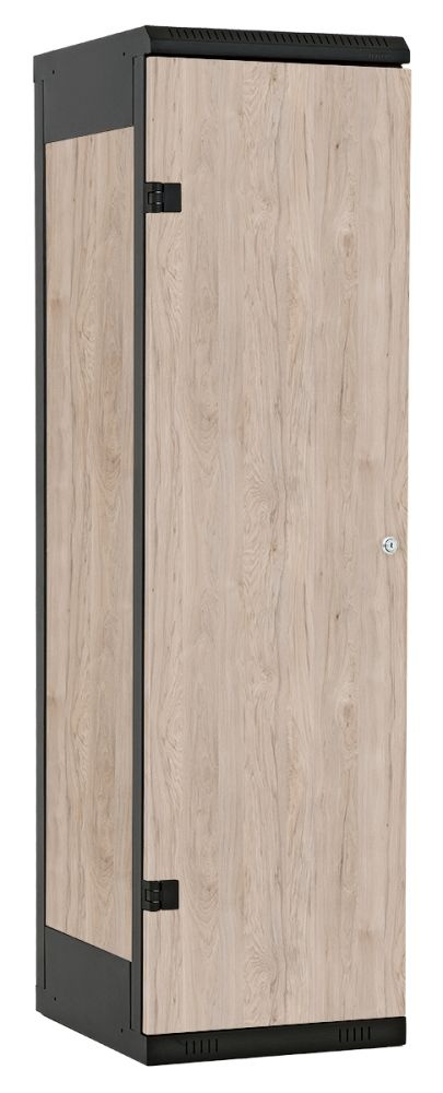 TRITON šatníková skriňa 1-dverová kov-lamino T1525, čierna - orech Light Rockrord