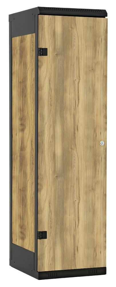 TRITON šatníková skriňa 1-dverová kov-lamino T1525, čierna - dub Baroque Gold