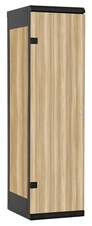 TRITON šatníková skriňa 1-dverová kov-lamino T1970, čierna - jaseň Blonde Surfside