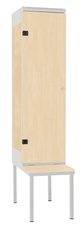 Šatníková skriňa 1-dverová s lavicou, kov-lamino T1970, šedá - breza