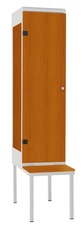 Šatníková skriňa 1-dverová s lavicou, kov-lamino T1970, šedá - čerešňa