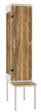Šatníková skriňa 1-dverová s lavicou, kov-lamino T1970, šedá - dub Baroque Amber