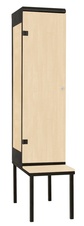 Šatníková skriňa 1-dverová s lavicou, kov-lamino T1970, čierna - breza