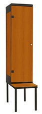 Šatníková skriňa 1-dverová s lavicou, kov-lamino T1970, čierna - čerešňa