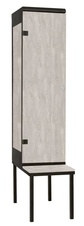 Šatníková skriňa 1-dverová s lavicou, kov-lamino T1970, čierna - betón