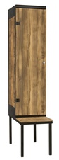Šatníková skriňa 1-dverová s lavicou, kov-lamino T1970, čierna - dub Baroque Amber