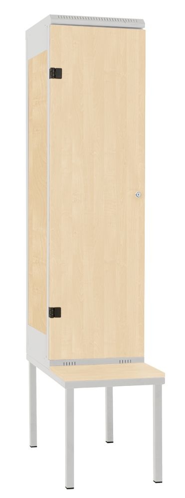 TRITON šatníková skriňa 1-dverová s lavicou, kov-lamino T2195, šedá - breza
