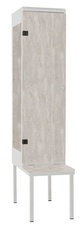 Šatníková skriňa 1-dverová s lavicou, kov-lamino T2195, šedá - betón
