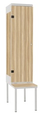 TRITON šatníková skriňa 1-dverová s lavicou, kov-lamino T2195, šedá - jaseň Blonde Surfside