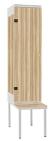 TRITON šatníková skriňa 1-dverová s lavicou, kov-lamino T2195, šedá - jaseň Blonde Surfside