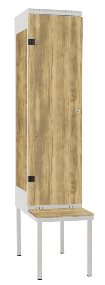 TRITON šatníková skriňa 1-dverová s lavicou, kov-lamino T2195, šedá - dub Baroque Gold