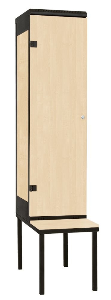TRITON šatníková skriňa 1-dverová s lavicou, kov-lamino T2195, čierna - breza