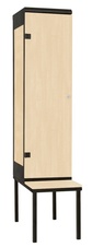 TRITON šatníková skriňa 1-dverová s lavicou, kov-lamino T2195, čierna - breza