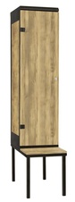 TRITON šatníková skriňa 1-dverová s lavicou, kov-lamino T2195, čierna - dub Baroque Gold