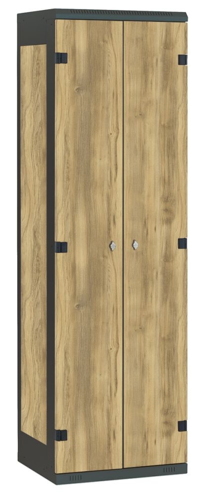 TRITON šatníková skriňa 2-dverová kov-lamino T1750, čierna - dub Baroque Gold