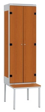 Šatníková skriňa 2-dverová s lavicou, kov-lamino T1970, šedá - čerešňa