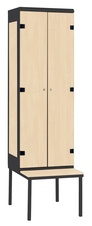 Šatníková skriňa 2-dverová s lavicou, kov-lamino T1970, čierna - breza