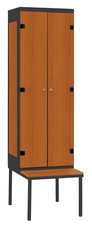 Šatníková skriňa 2-dverová s lavicou, kov-lamino T1970, čierna - čerešňa