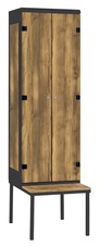 Šatníková skriňa 2-dverová s lavicou, kov-lamino T1970, čierna - dub Baroque Amber