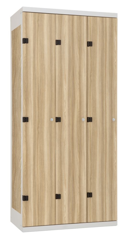 TRITON šatníková skriňa 3-dverová kov-lamino T1970, šedá - jaseň Blonde Surfside