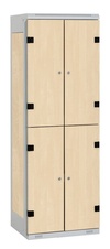 Šatníková skriňa so 4 boxmi s lavicou kov-lamino T1970, šedá - breza
