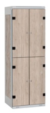 Šatníková skriňa so 4 boxmi s lavicou kov-lamino T1970, šedá - orech Light Rockrord
