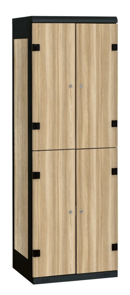 TRITON šatníková skriňa so 4 boxmi s lavicou kov-lamino T1970, čierna - jaseň Blonde Surfside