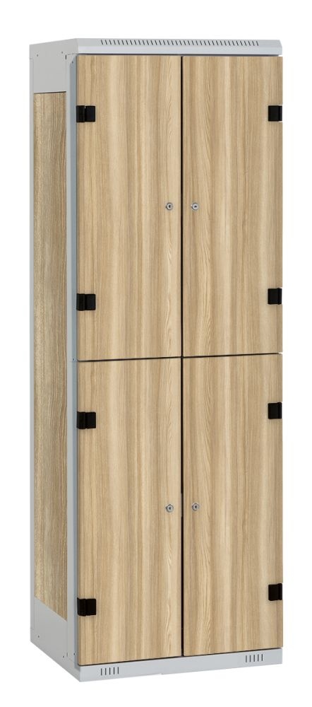 TRITON šatníková skriňa so 4 boxmi s lavicou kov-lamino T2195, šedá - jaseň Blonde Surfside