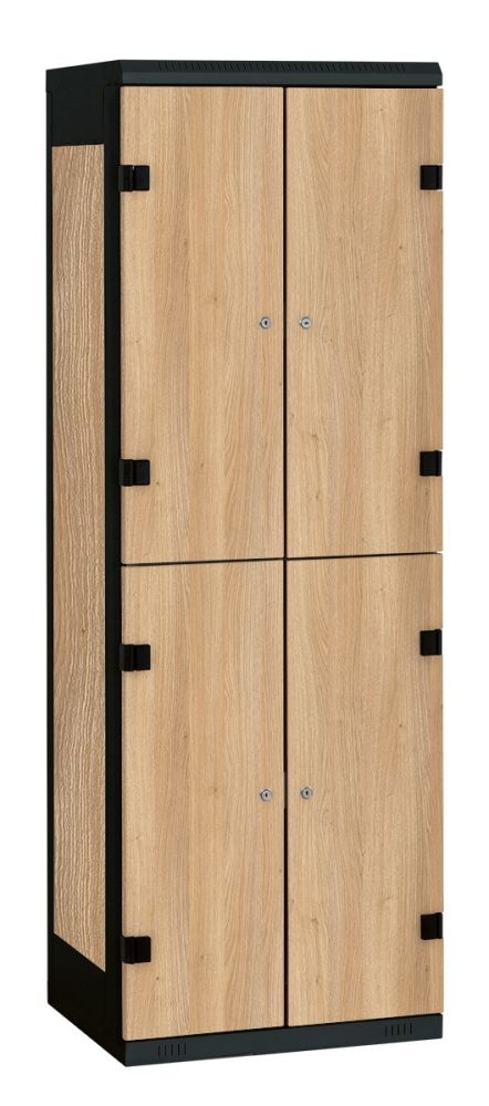 TRITON šatníková skriňa so 4 boxmi s lavicou kov-lamino T2195, čierna - dub Nagano