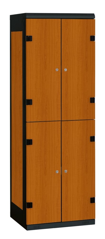 TRITON šatníková skriňa so 4 boxmi s lavicou kov-lamino T2195, čierna - čerešňa